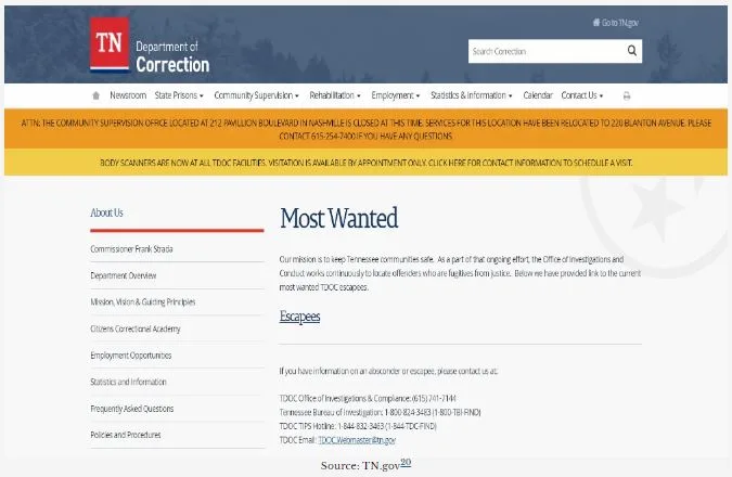 Active Arrest Warrants in Tennessee