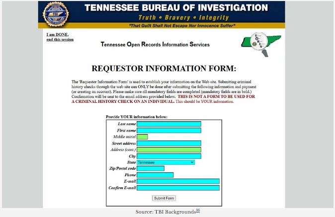 Copies of Criminal Records in Tennessee