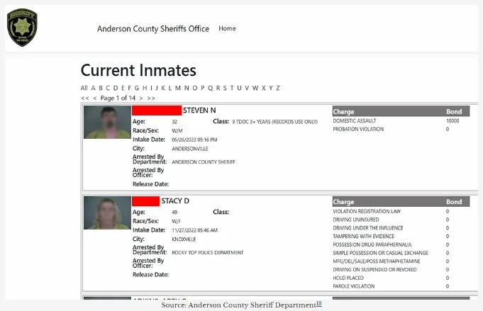 Search Tennessee Recent Arrests