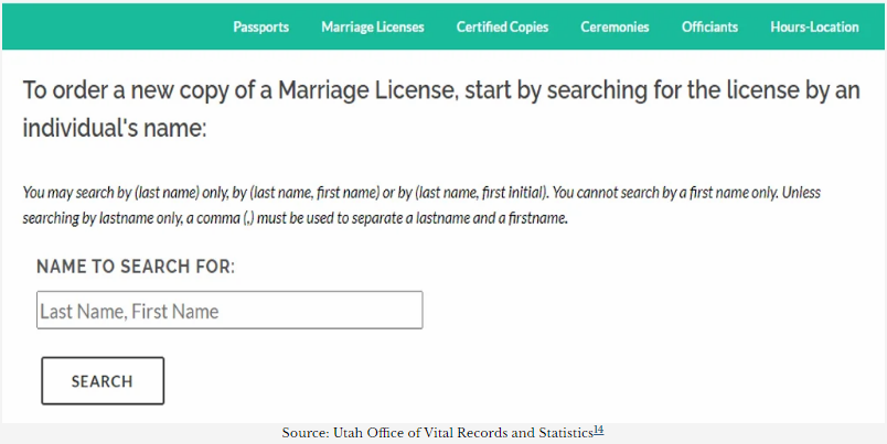 Marriage Records in Utah